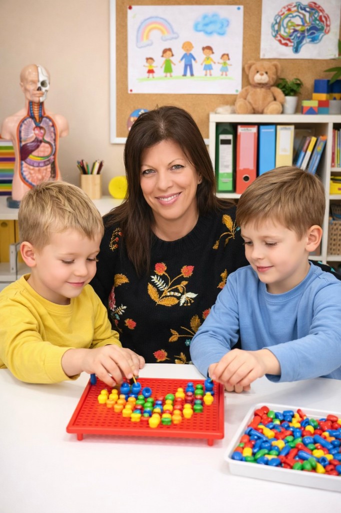 Pedagogista con bambini in età prescolare e scolastica